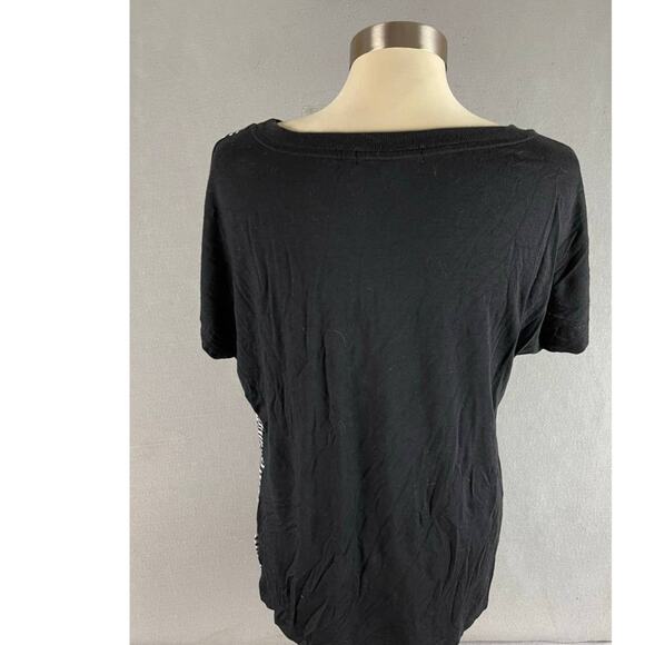 Ellen Tracy Large Top Black Short Sleeve Round Neck Rayon Polyester Blend - Picture 8 of 10